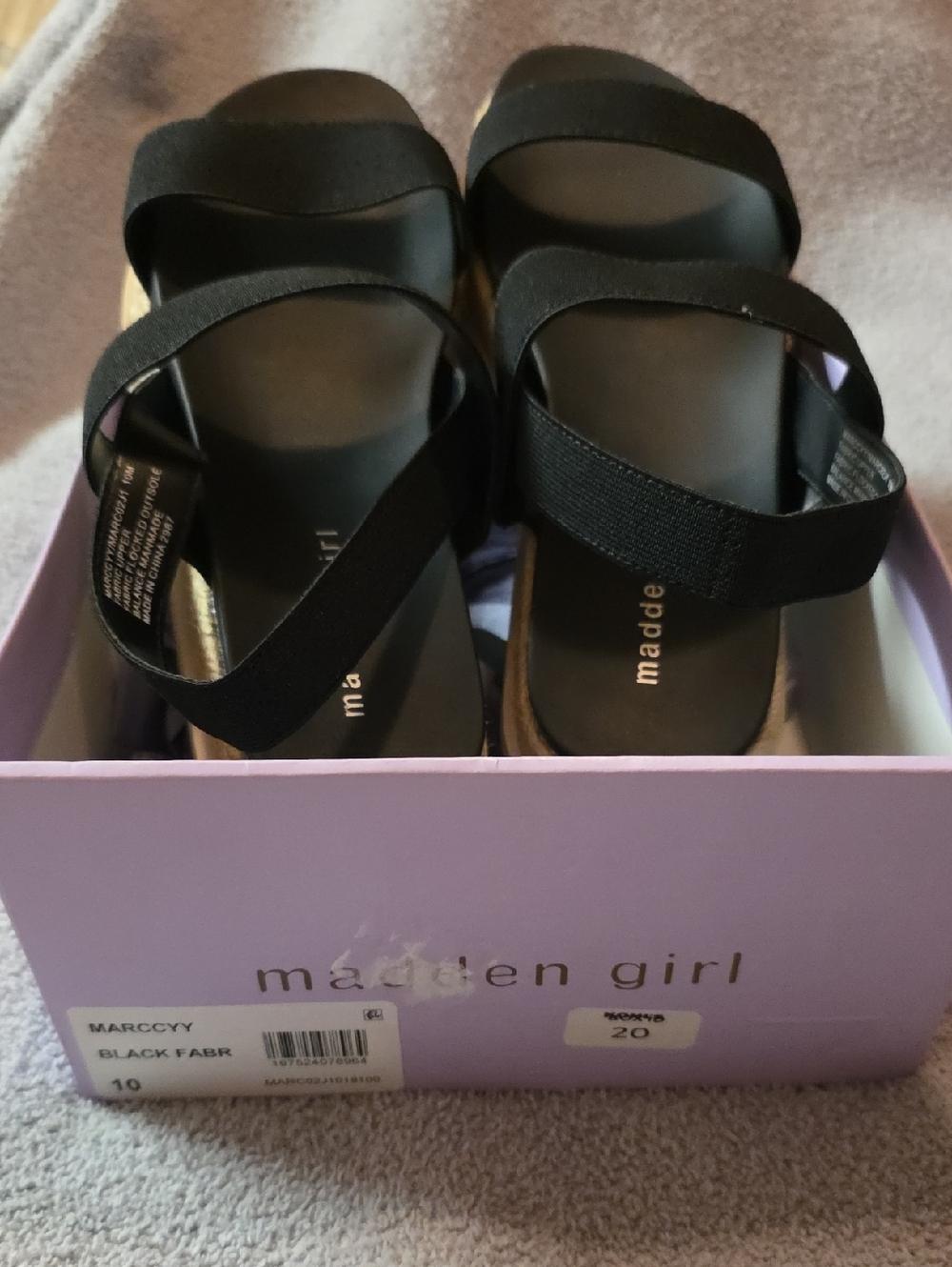 Madden Girl💗 NWB**Black Elastic Strap Platform Sandals Size 10